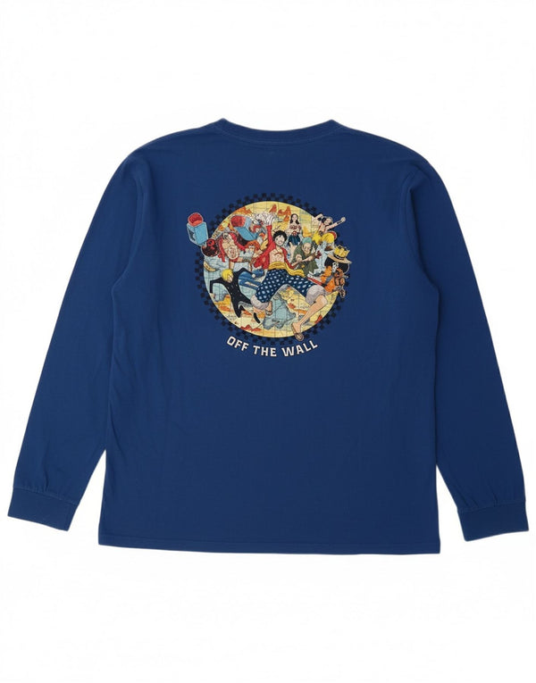 Chłopięcy top VANS ze słomkowym kapeluszem i okrągłym dekoltem, z długim rękawem, 14-15 lat, XL, niebieski