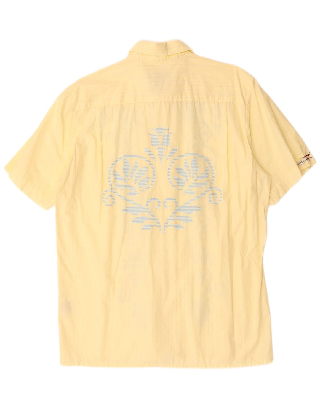 Koszula męska z krótkim rękawem DIESEL XL, żółta, bawełniana paisley