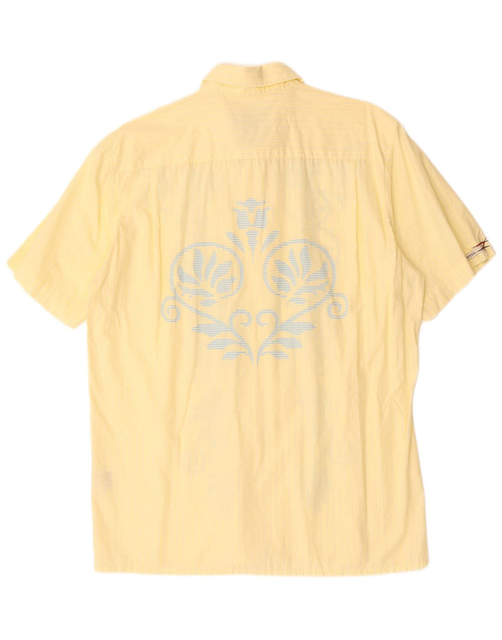 Koszula męska z krótkim rękawem DIESEL XL, żółta, bawełniana paisley