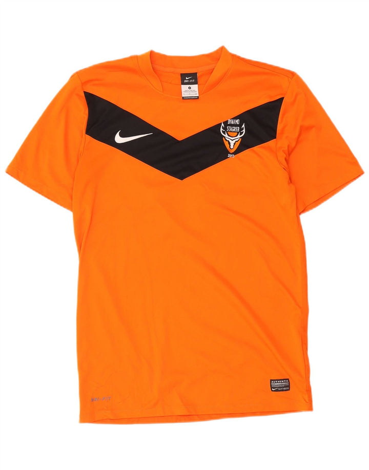 Męski T-shirt Nike Dri Fit z grafiką, mały, pomarańczowy, poliestrowy blok kolorów