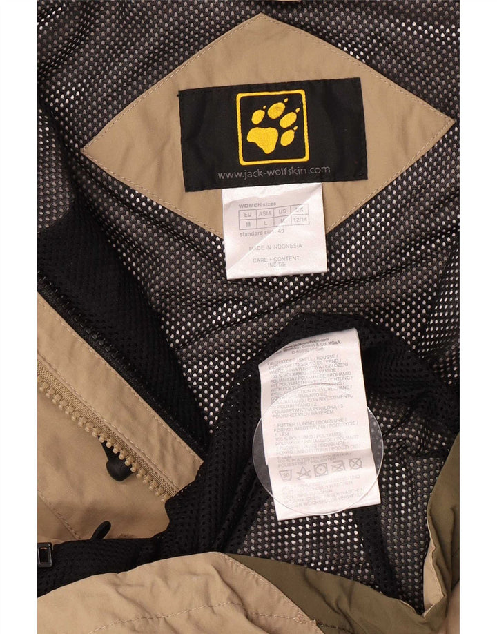 Damska kurtka przeciwdeszczowa z kapturem Jack Wolfskin UK 12/14 w kolorze średniego beżu