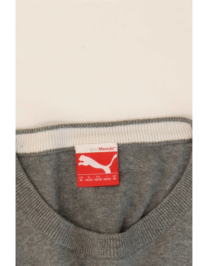 Męski sweter Puma z okrągłym dekoltem i średnimi szarymi paskami