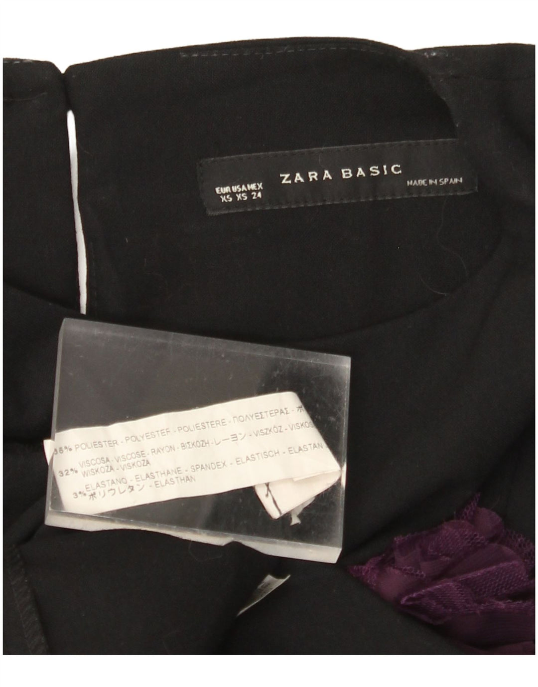 Damska sukienka płaszczowa bez rękawów ZARA UK 4 XS, czarna w kwiaty, poliester