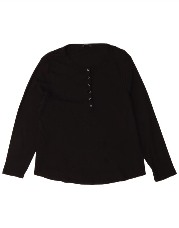 Marks & Spencer Damski top z długim rękawem, UK 22 3XL, czarny, bawełniany