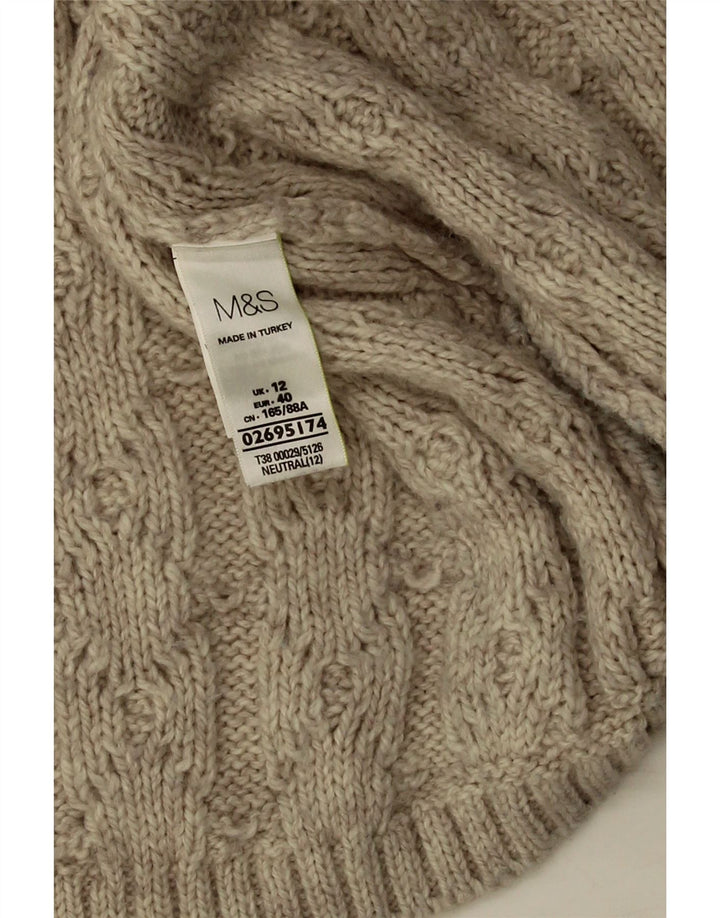 Marks & Spencer Damski sweter oversize z otwartym kardiganem, UK 12, średni beż