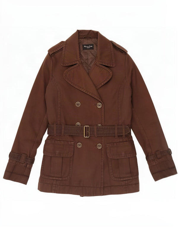 Krótki trencz damski Massimo Dutti UK 10 Small Brown Cotton