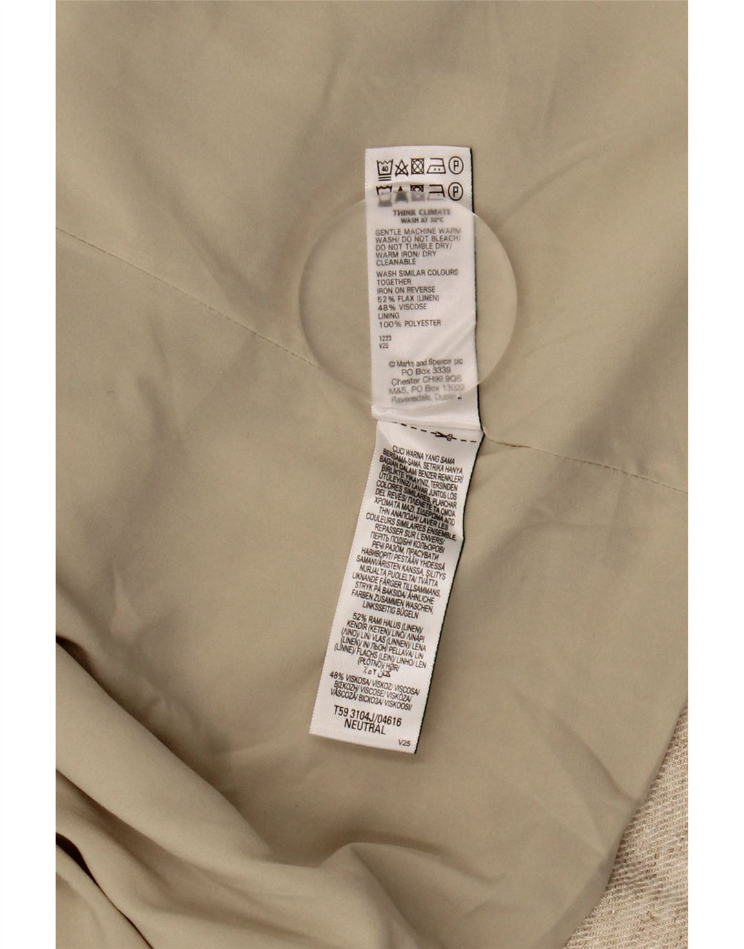 MARKS & SPENCER Damska marynarka z odkrytymi ramionami UK 20 2XL Beżowa lniana