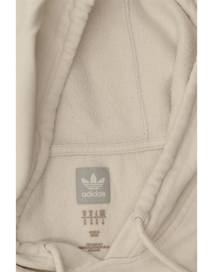 ADIDAS Mens Graphic Hoodie Jumper Medium Off White