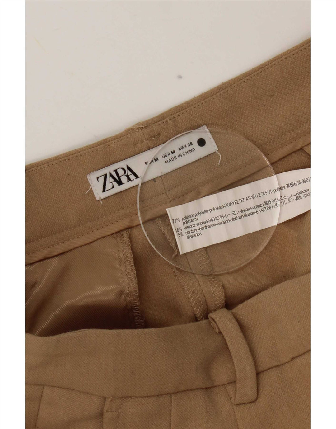 Damskie spodnie garniturowe Zara Pegged Medium W28 L31 Beżowy poliester