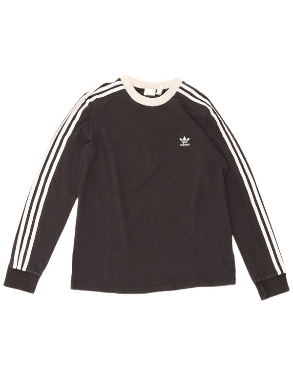 Adidas Damski Top Z Długim Rękawem UK 14 Średni Czarny Bawełniany Sport
