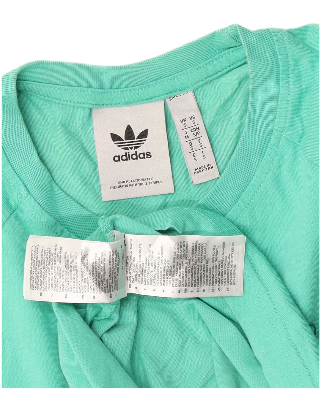 Męska koszulka z grafiką Adidas, mała, turkusowa, bawełniana