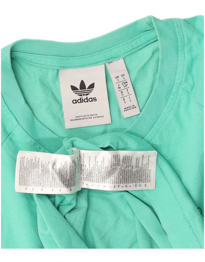 Męska koszulka z grafiką Adidas, mała, turkusowa, bawełniana