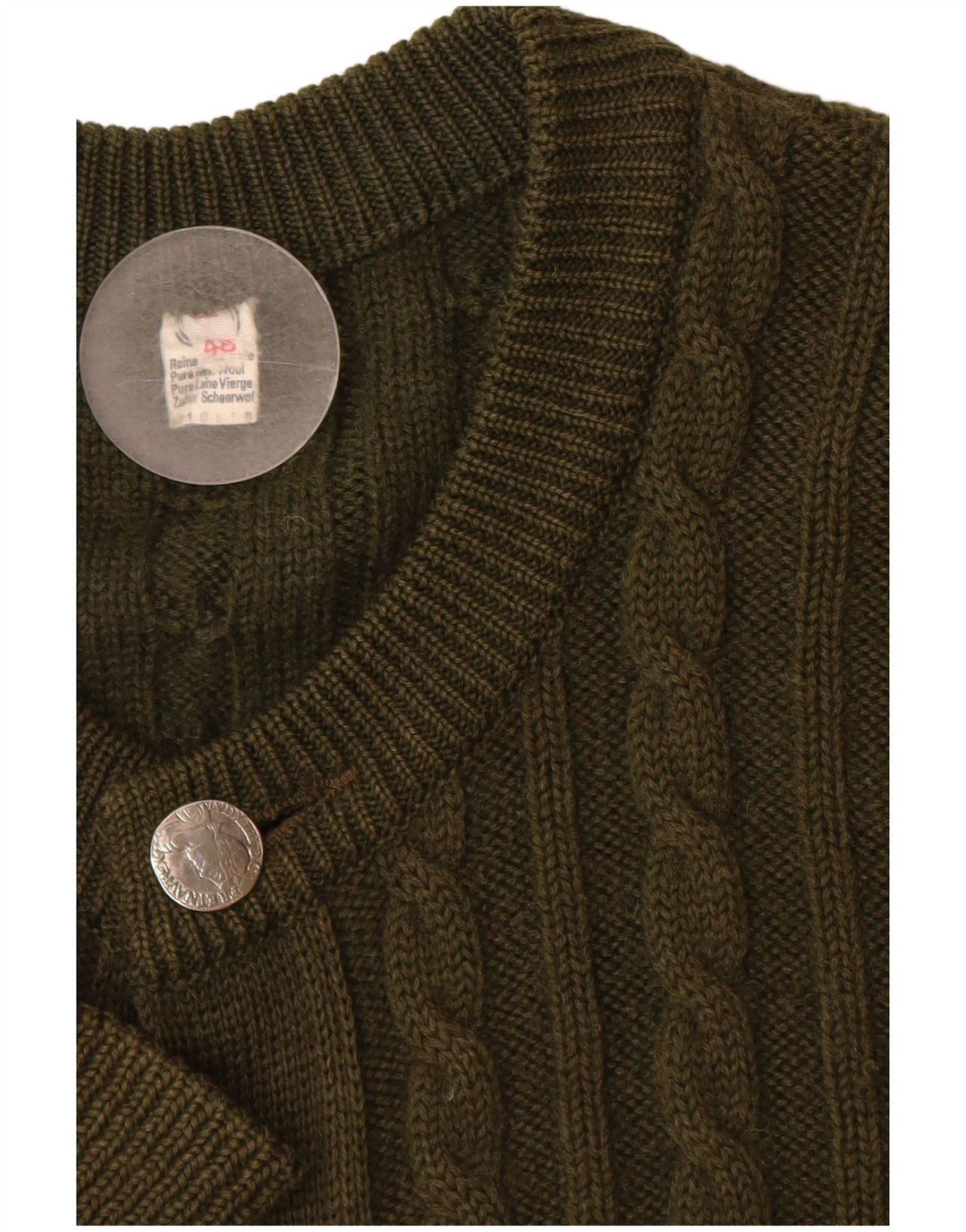 Męski sweter rozpinany VINTAGE IT 48 Medium Khaki, nowa wełna