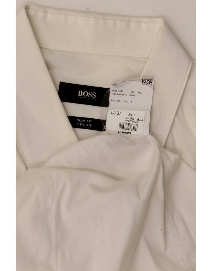 Koszula męska Hugo Boss Slim Fit, rozmiar 42, duża, biała bawełna