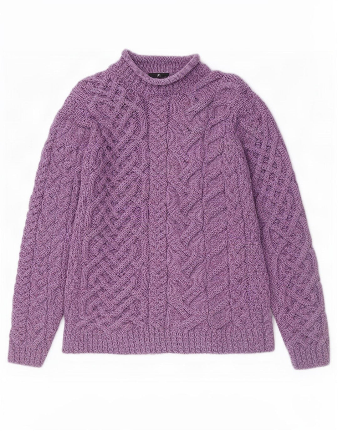 Aran Wollen Mills Damski sweter z golfem UK 14 Średni fiolet
