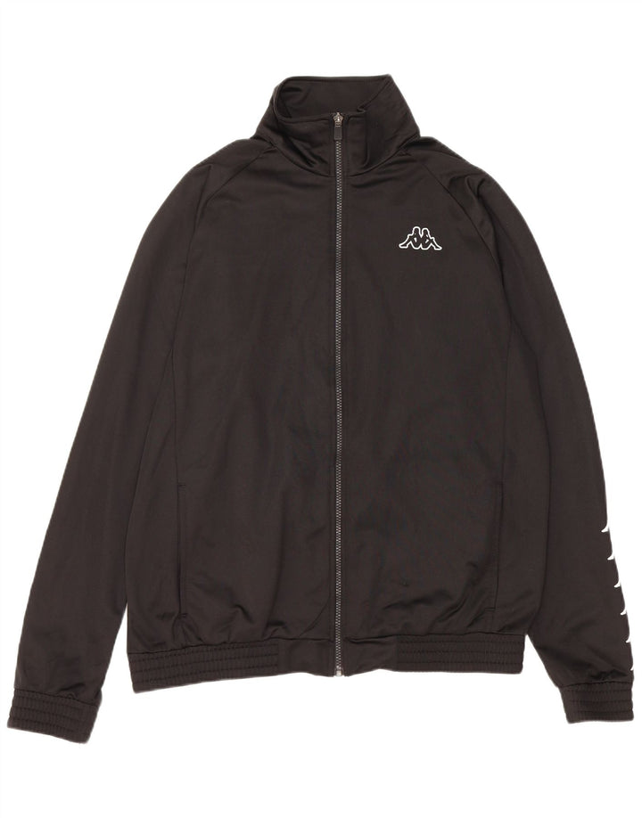 Męska kurtka dresowa Kappa z grafiką, duża, czarna, poliestrowa