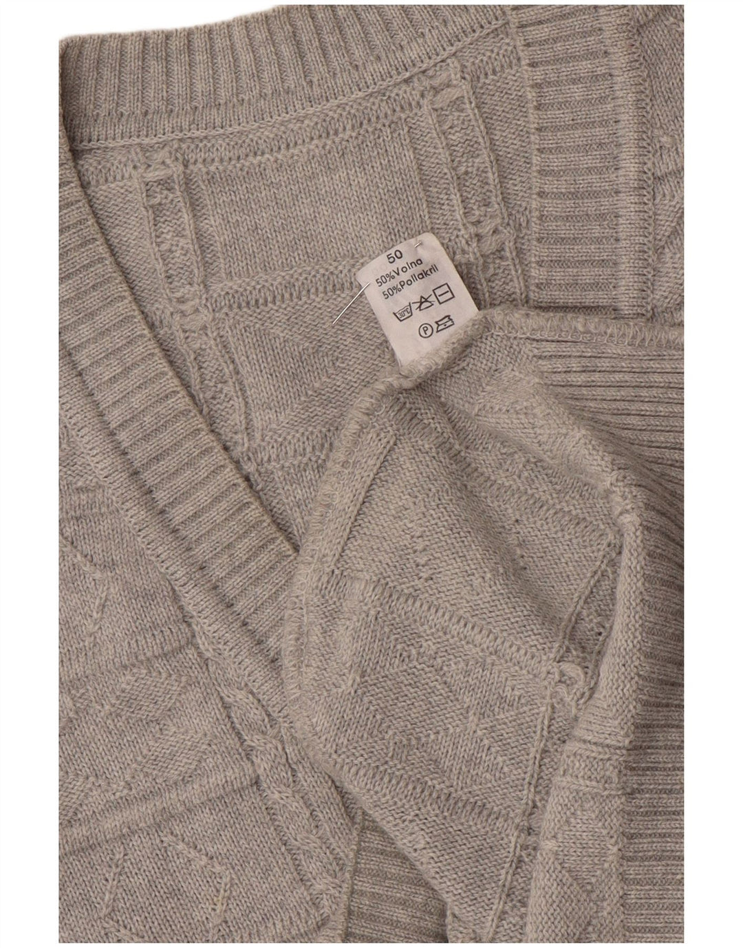 Męski sweter w stylu vintage z dekoltem w szpic IT 50 Średni szary, poliakryl