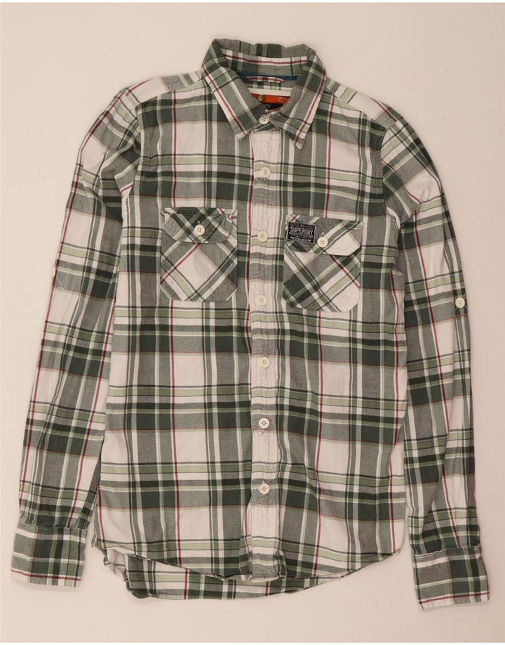 Męska koszula flanelowa Superdry w średnią zieloną kratę, bawełniana
