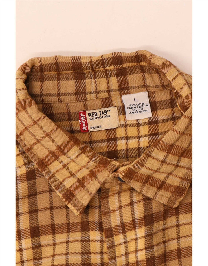 Męska koszula flanelowa Levi's, duża, brązowa, bawełniana w kratę