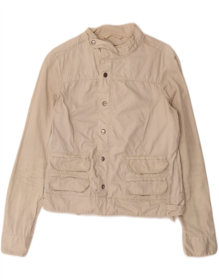 WOOLRICH Womens Bomber Jacket UK 14 Large Beige Cotton Vintage Woolrich and Second-Hand Woolrich from Messina Hembry 