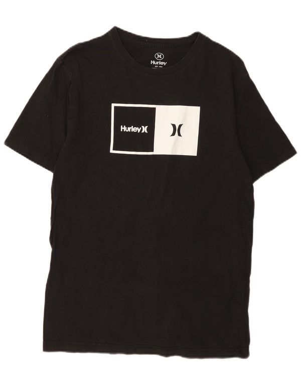 Męski T-shirt z grafiką Hurley, mały, czarny, bawełniany