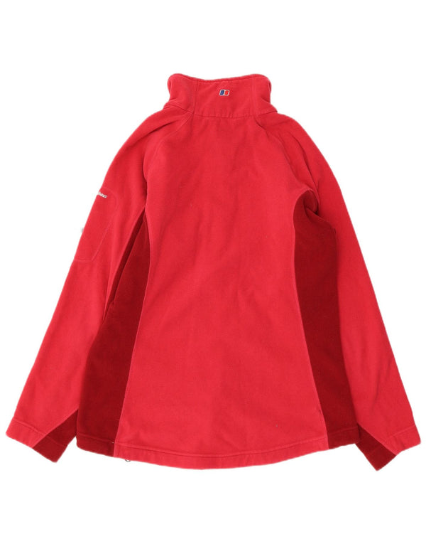BERGHAUS Womens Fleece Jacket UK 12 Medium Red Colourblock Polyester