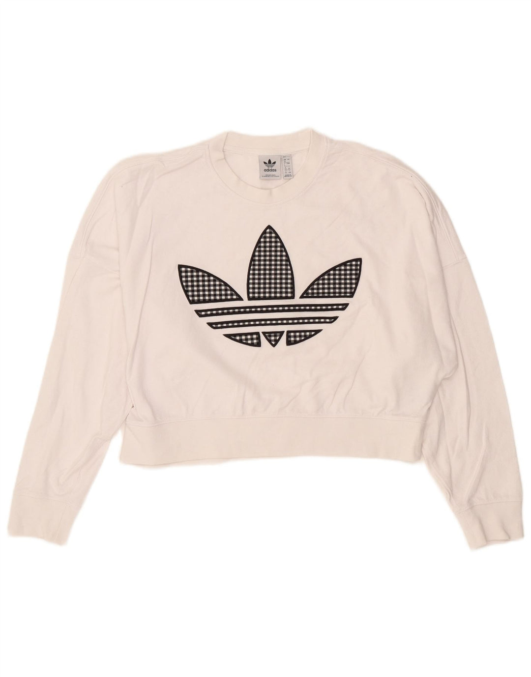 Damska bluza oversize ADIDAS Crop Graphic Jumper UK 8 Small White
