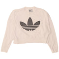 Damska bluza oversize ADIDAS Crop Graphic Jumper UK 8 Small White