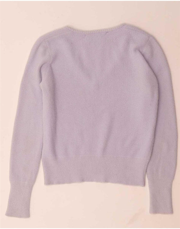 Damski sweter Zara z dekoltem w kształcie litery V, UK 10, mały, fioletowy nylon