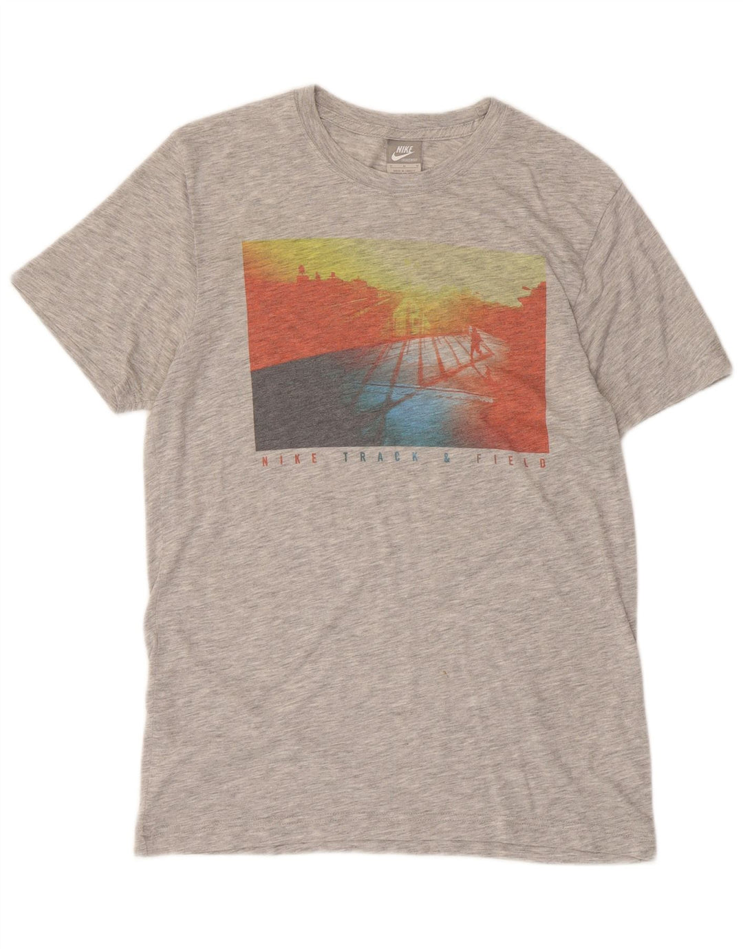 Męski T-shirt z grafiką Nike, średni szary, nakrapiany poliester