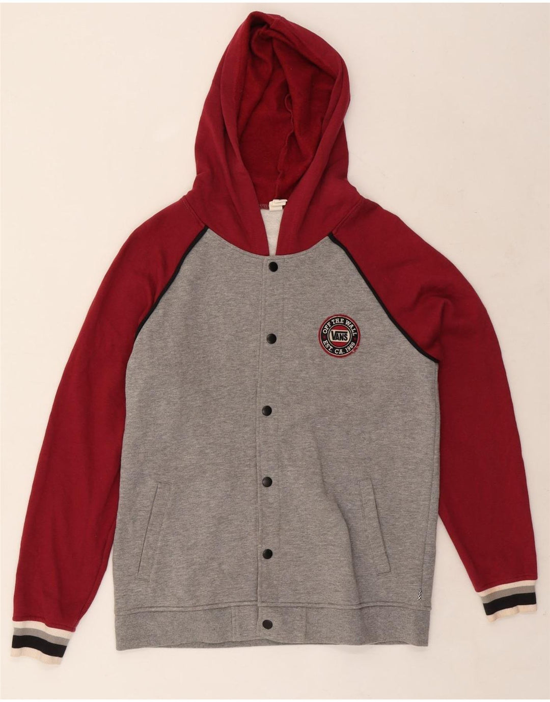 Męska bluza dresowa z kapturem Vans, mała, czerwona, bawełniana w bloki kolorów
