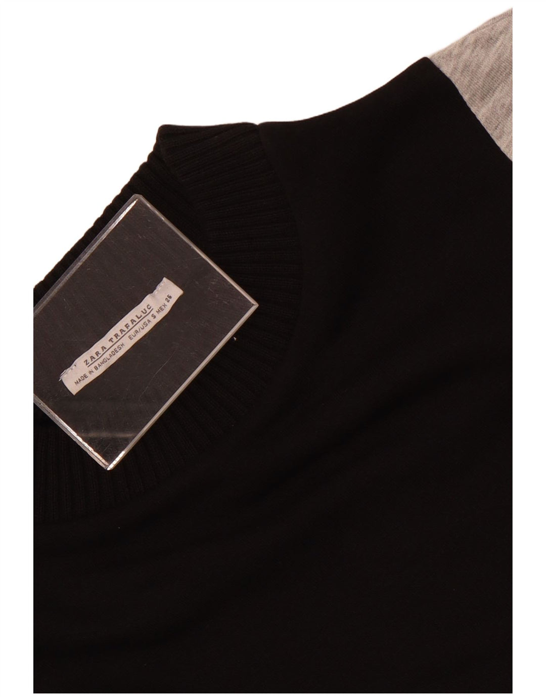 Damski sweter oversize Zara UK 10, mały, czarny, z blokami kolorów