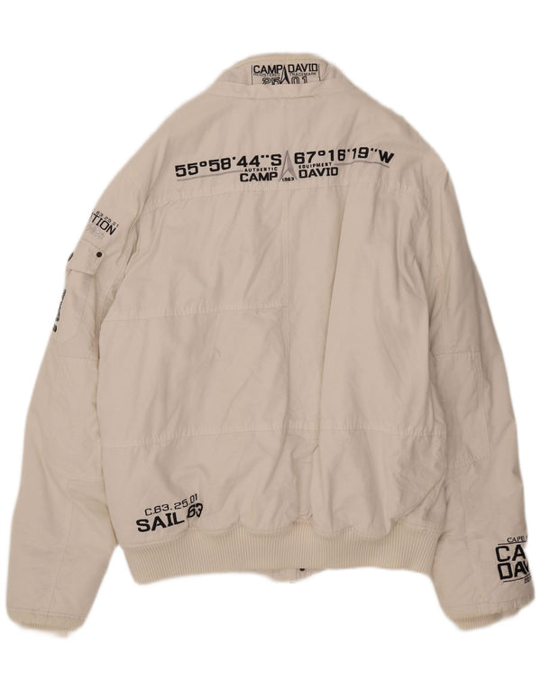Męska kurtka bomber Camp David Graphic UK 46 3XL Biała bawełna