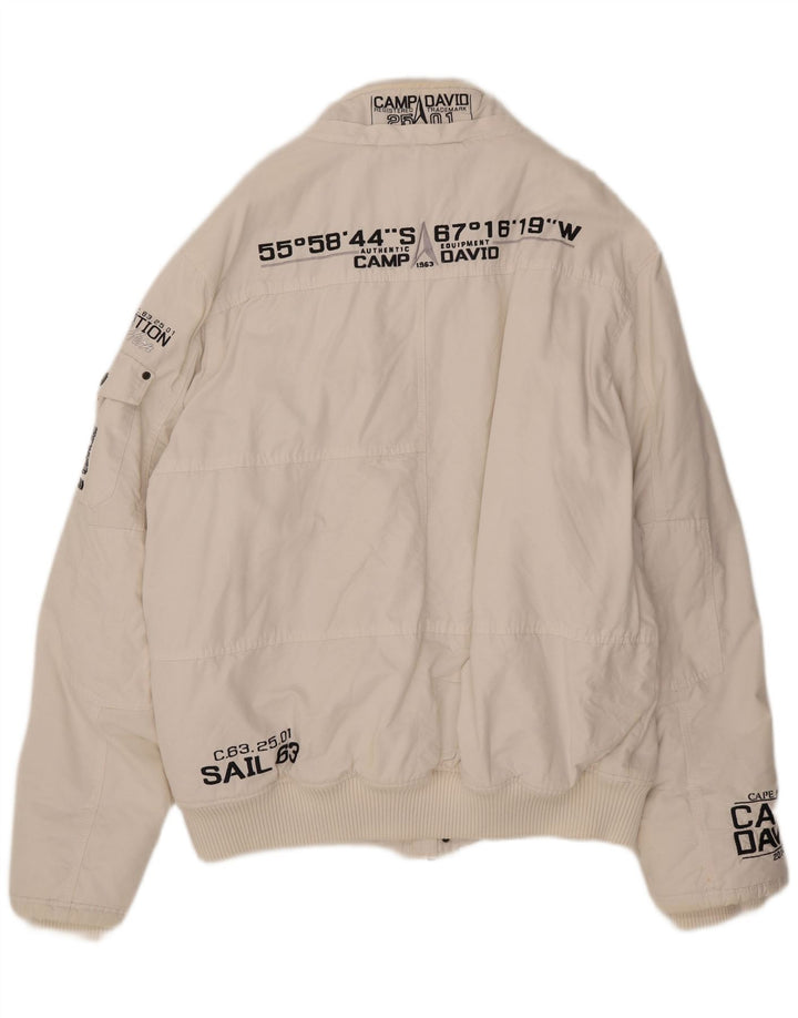 Męska kurtka bomber Camp David Graphic UK 46 3XL Biała bawełna