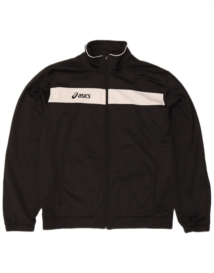 Męska kurtka dresowa Asics z grafiką XL, czarny poliester z blokami kolorów