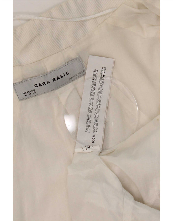 Kurtka damska Zara Otwarte Bolero UK 12 Średnia Biała Bawełna