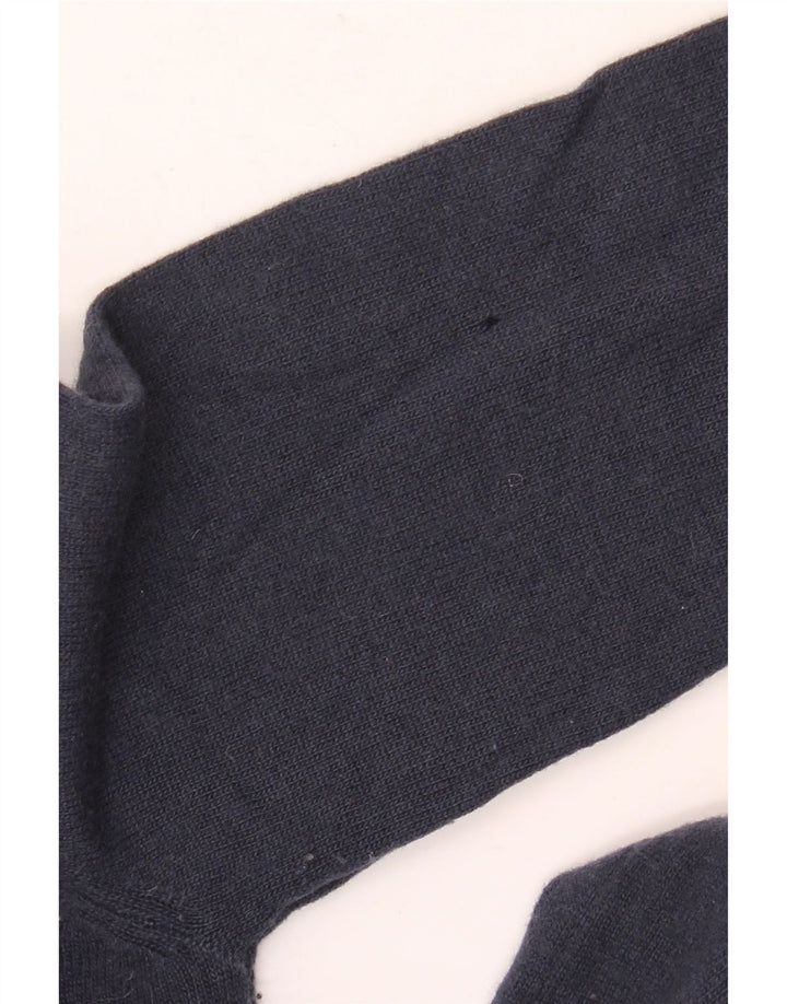 BENETTON Męski sweter z dekoltem w łódkę, mały, granatowy, z dziewiczej wełny