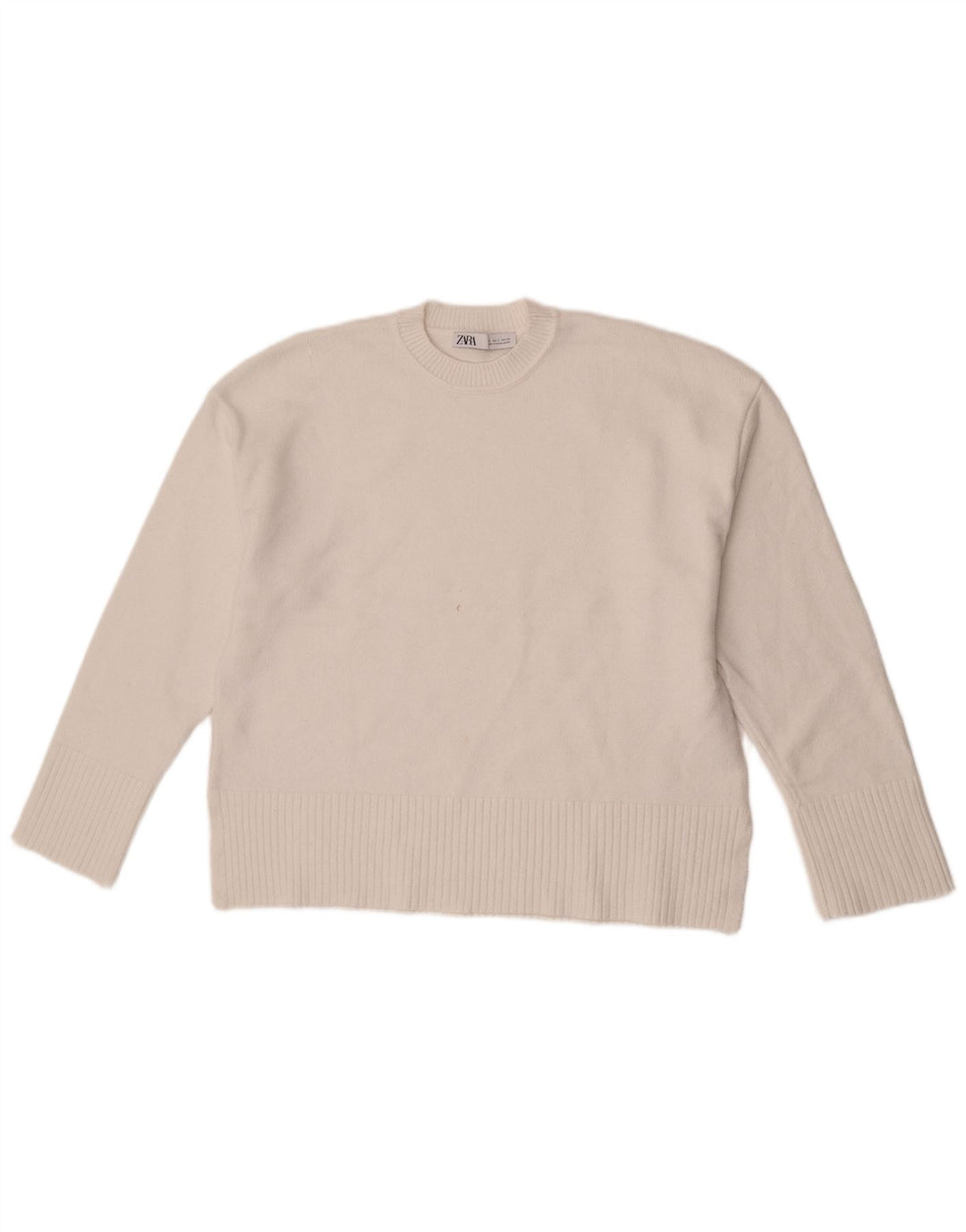 Damski sweter oversize z okrągłym dekoltem Zara UK 10 Small White Wiskoza