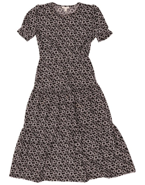 Topshop damska wielowarstwowa sukienka oversize UK 10, mała czarna w kwiaty, poliester