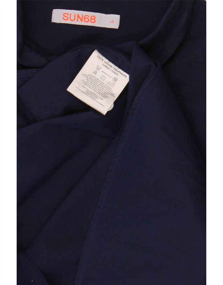 SUN68 Mens Shirt Large Navy Blue Cotton Vintage Sun68 and Second-Hand Sun68 from Messina Hembry 
