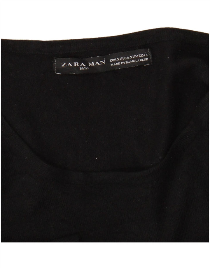 Męski sweter z okrągłym dekoltem Zara XL, czarny