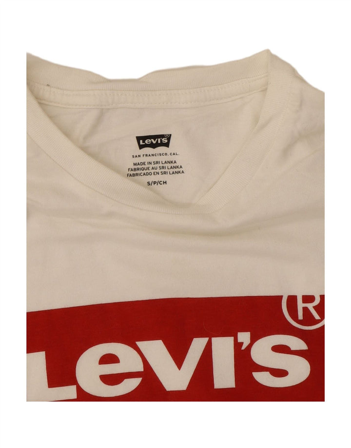 LEVI'S Mens Graphic T-Shirt Top Small Off White Cotton
