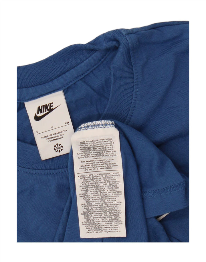 Męski T-shirt Nike z grafiką, mały, niebieski, bawełniany z blokami kolorów