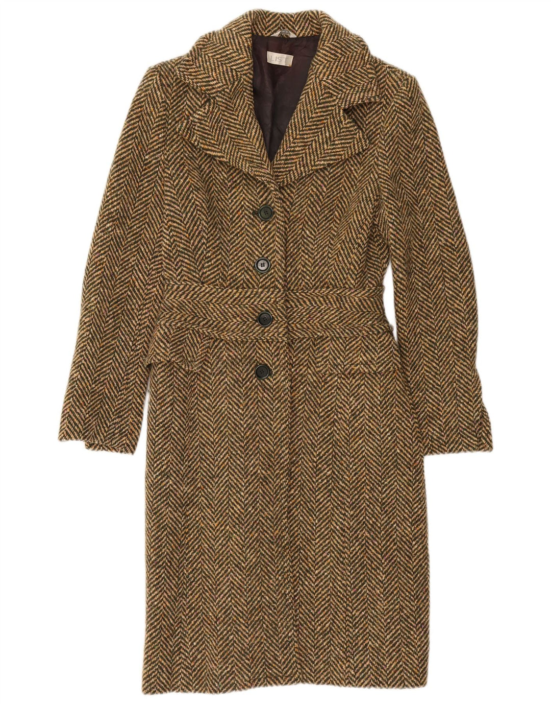 Płaszcz damski w stylu vintage IT 42 Medium Khaki w jodełkę