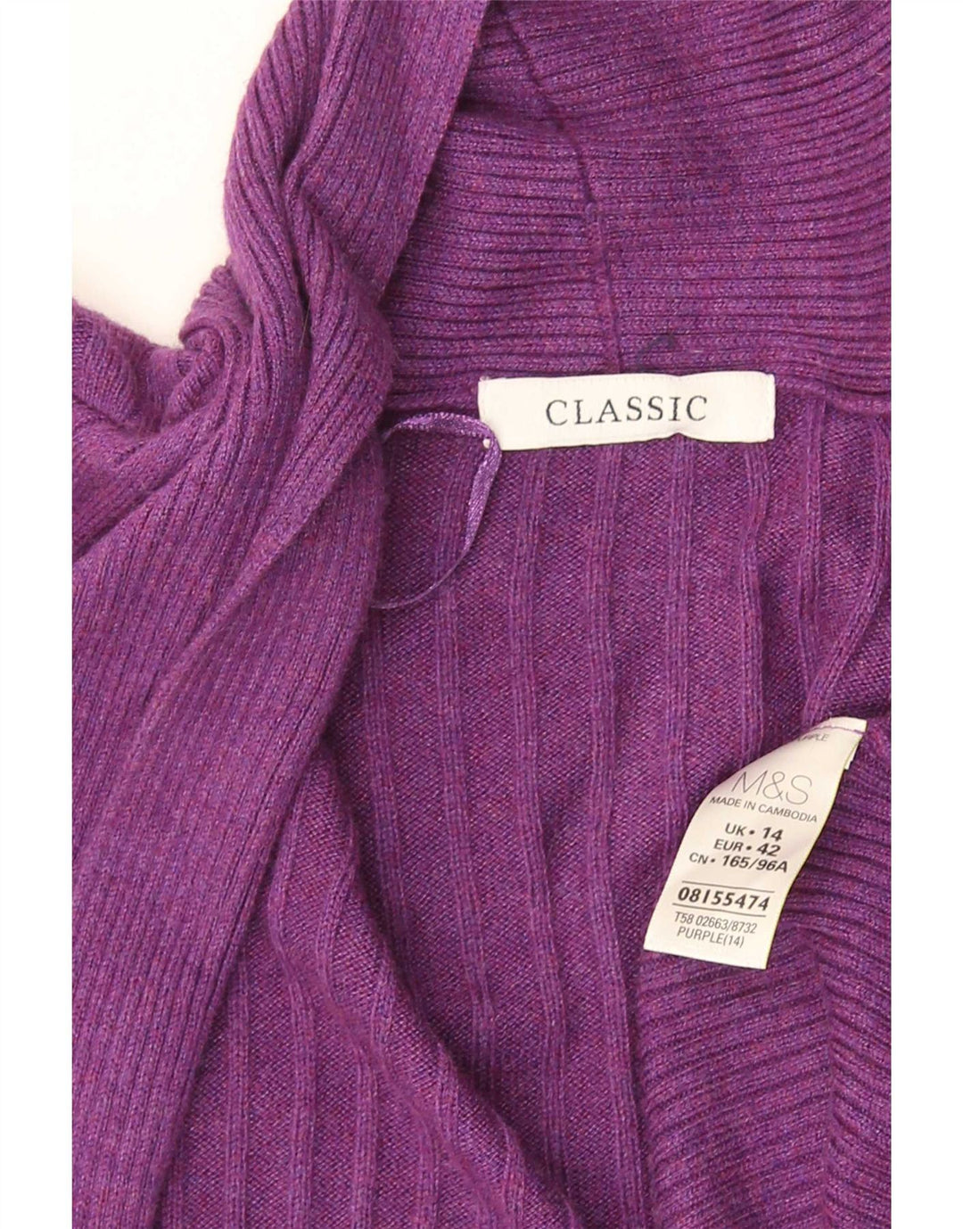Marks & Spencer Damski sweter rozpinany UK 14, średni fiolet, wiskoza
