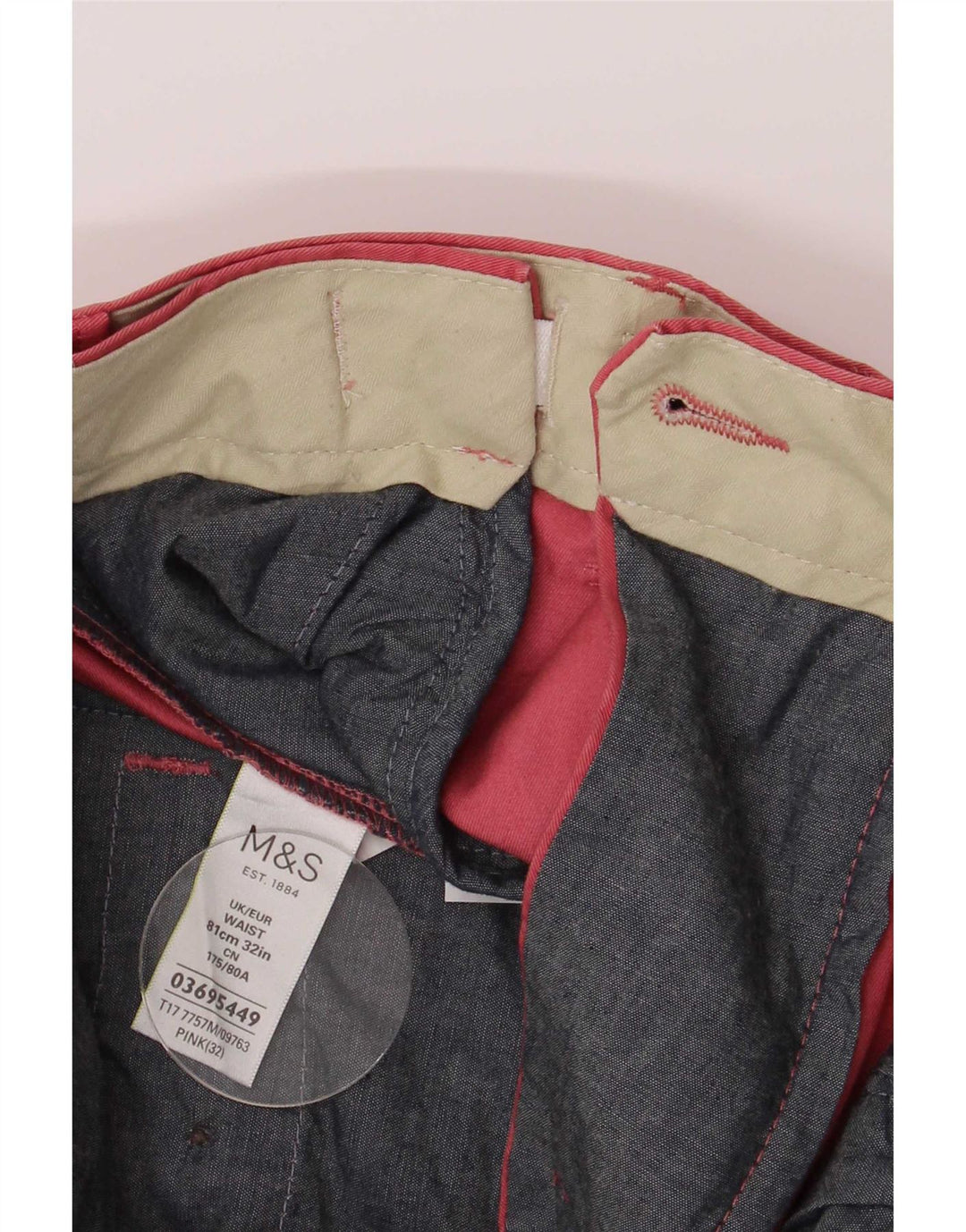 Marks & Spencer Męskie spodenki Chino o regularnym kroju W32 Średnioróżowy bawełniany