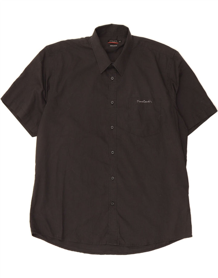 PIERRE CARDIN Mens Regular Fit Short Sleeve Shirt 3XL Black Polyester Vintage Pierre Cardin and Second-Hand Pierre Cardin from Messina Hembry 
