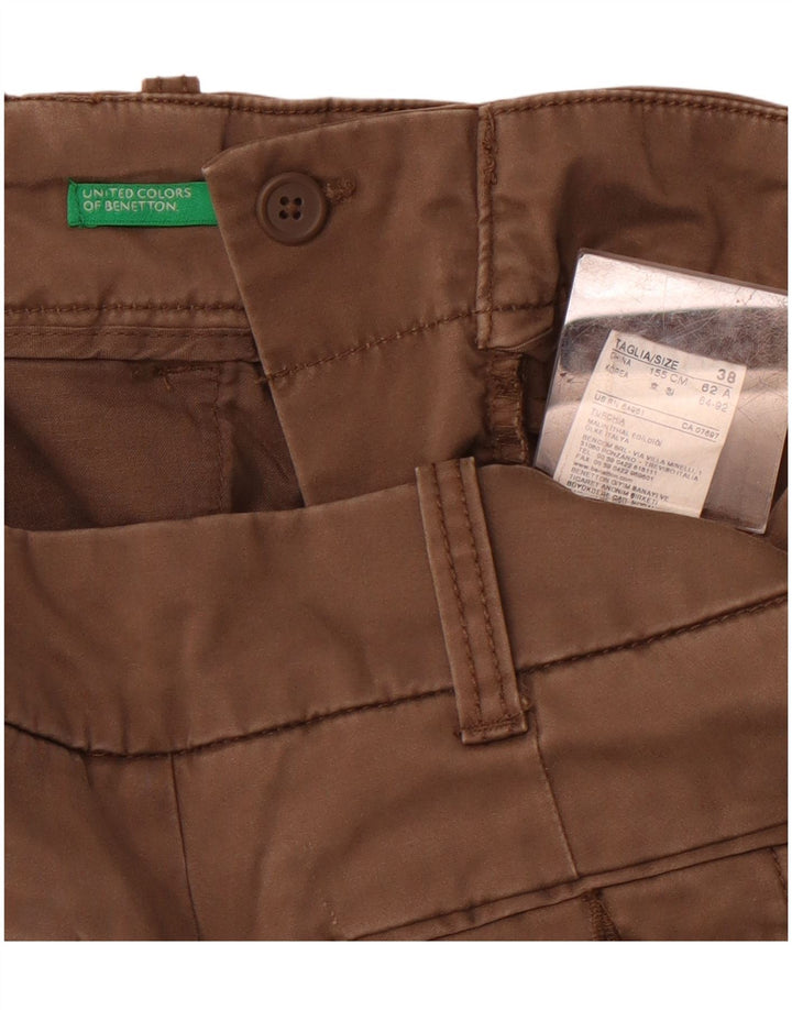 Damskie spodnie Chino BENETTON Bootcut IT 38 XS W26 L30 Brązowa bawełna