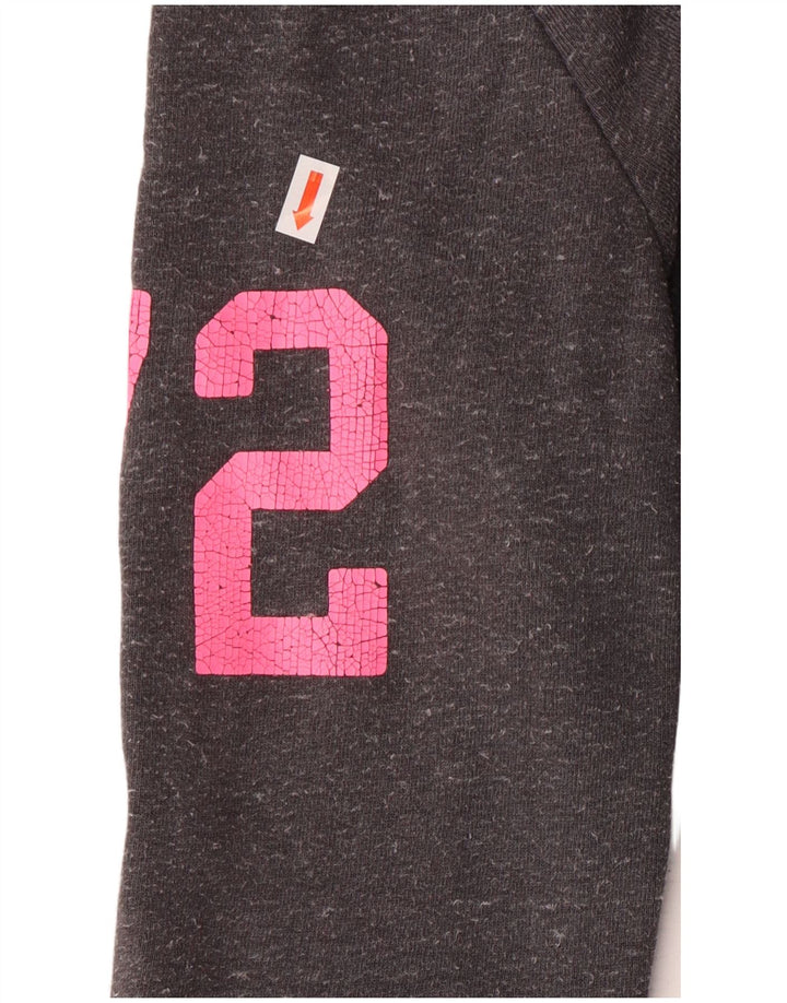 Damski sweter z kapturem Superdry z grafiką i zamkiem błyskawicznym UK 8, mały, szary, bawełniany