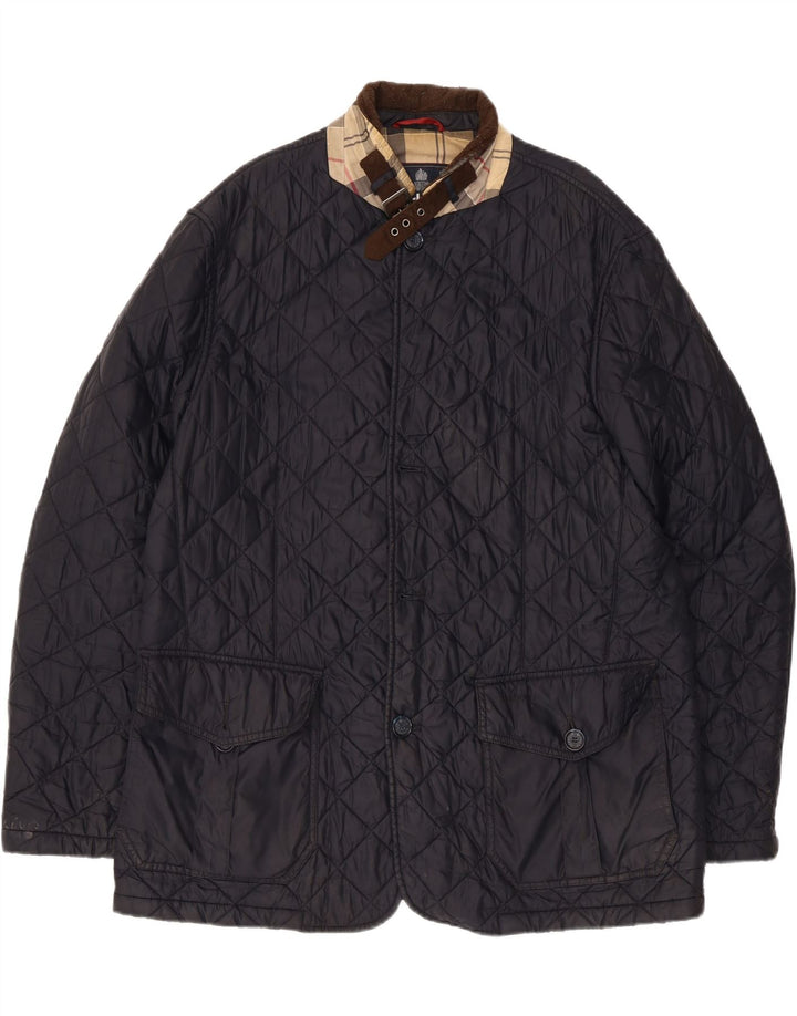 Męska pikowana kurtka Barbour UK 44 2XL granatowa, poliamidowa